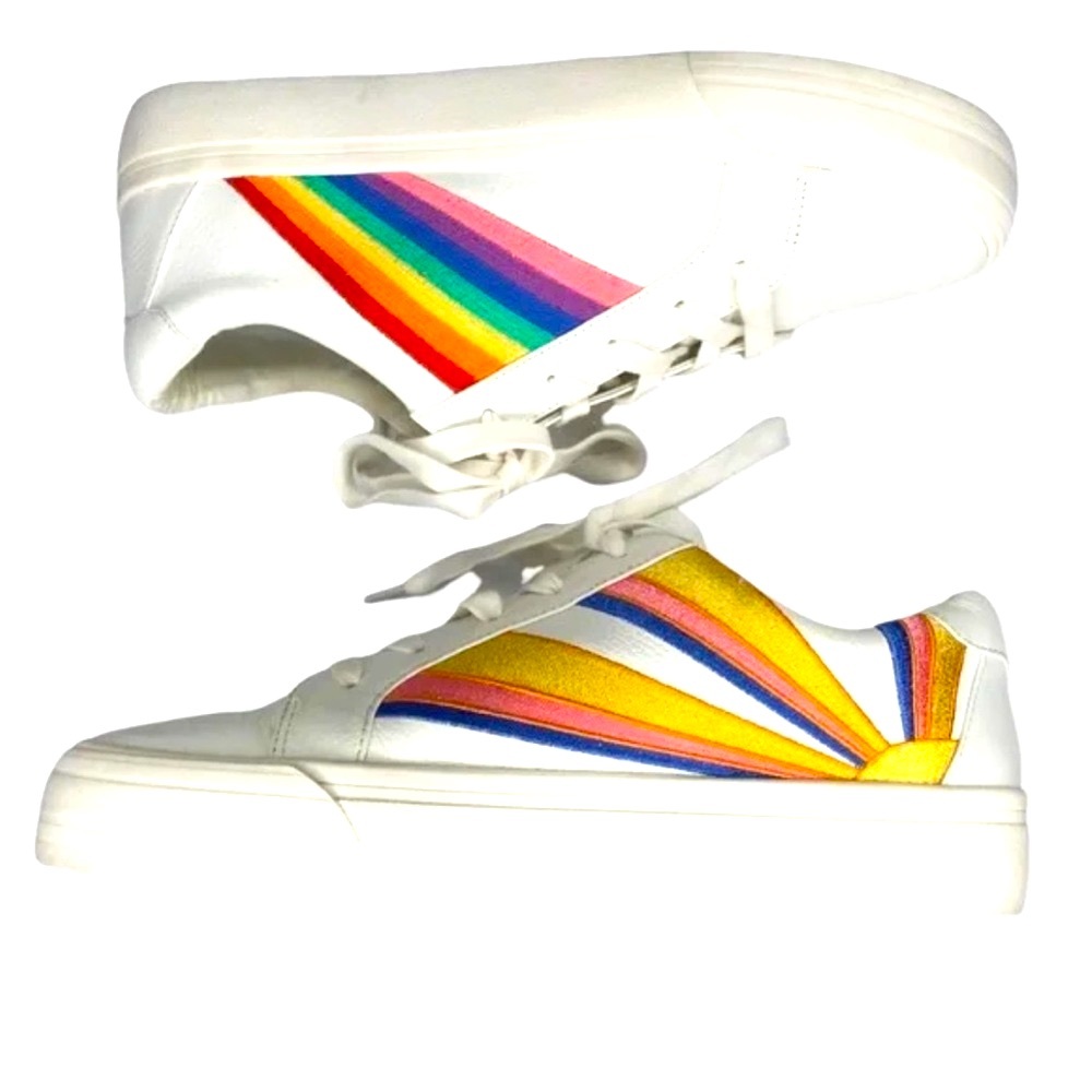 Gianni Bini daydreaming, rainbow sneakers